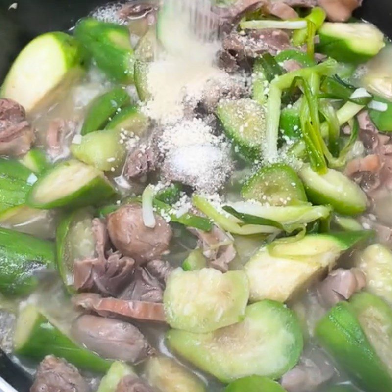 Step 2 Stir-fried Gourd Chicken Guts Stir-fried Gourd (Recipe shared from Tiktok Cooking with TasteVN)