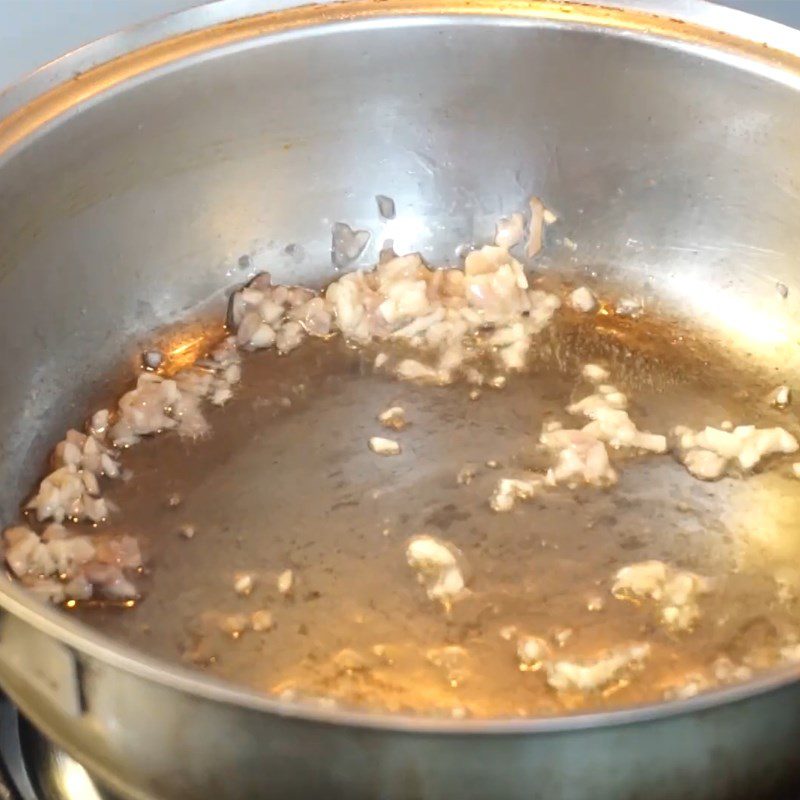 Step 4 Sauté the stuffing ingredients Quail wrapped in pandan leaves with plum sauce