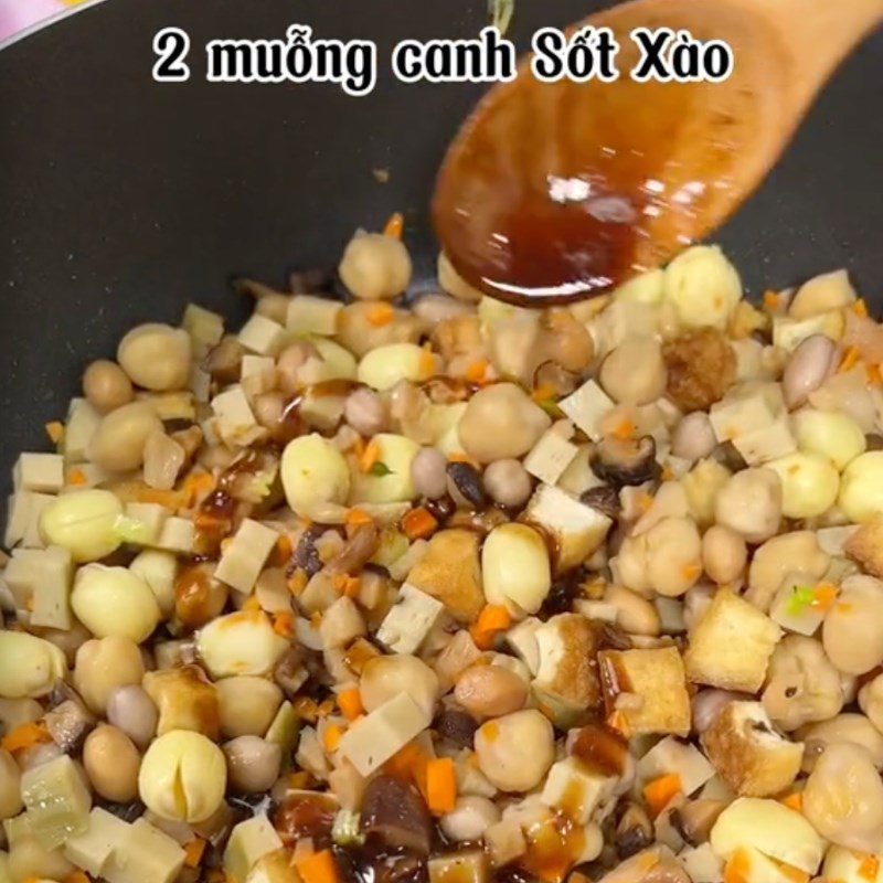 Step 4 Stir-frying Filling Vegetarian Bát Bửu Rice (Recipe shared by Tiktok Vegetarian Kitchen XANH)