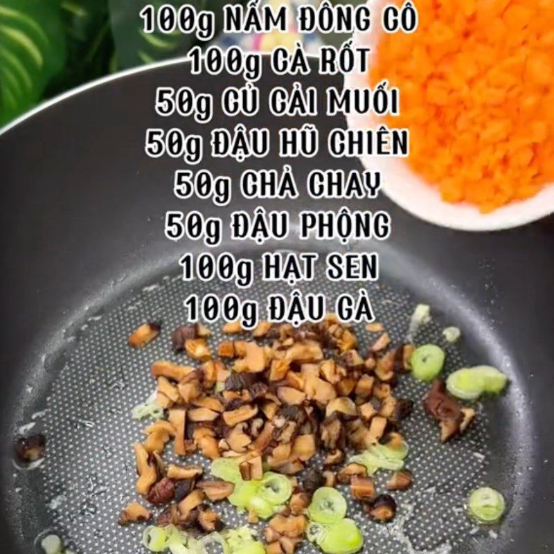 Step 4 Stir-frying Filling Vegetarian Bát Bửu Rice (Recipe shared by Tiktok Vegetarian Kitchen XANH)