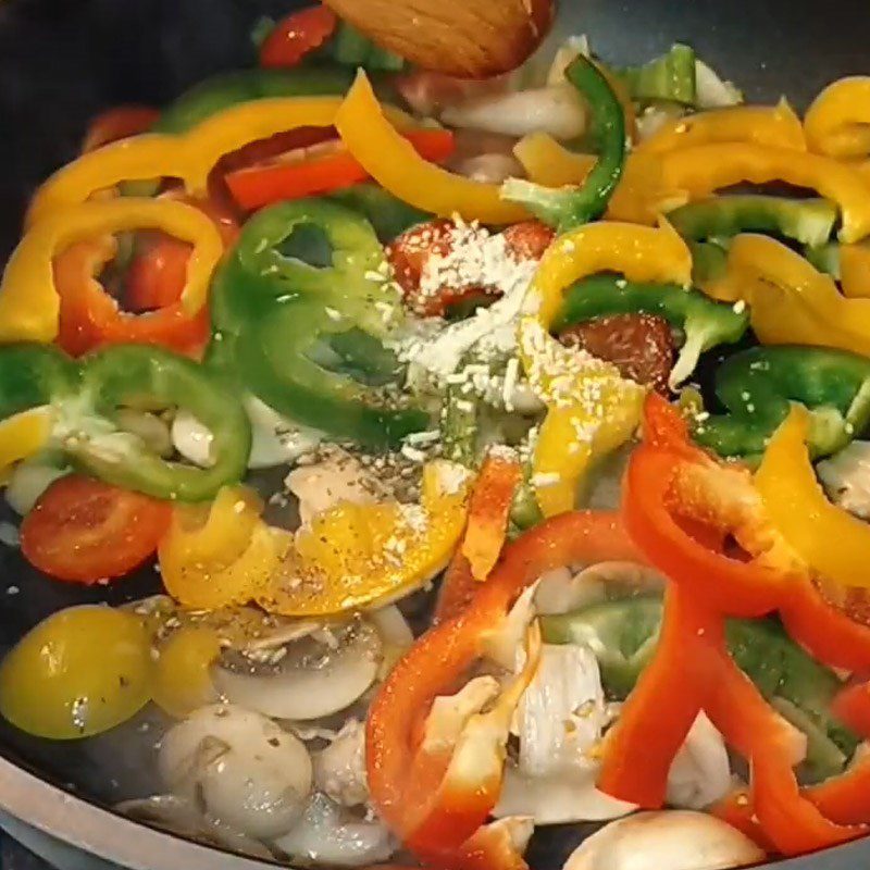 Step 3 Sauté bell peppers Sautéed bell peppers