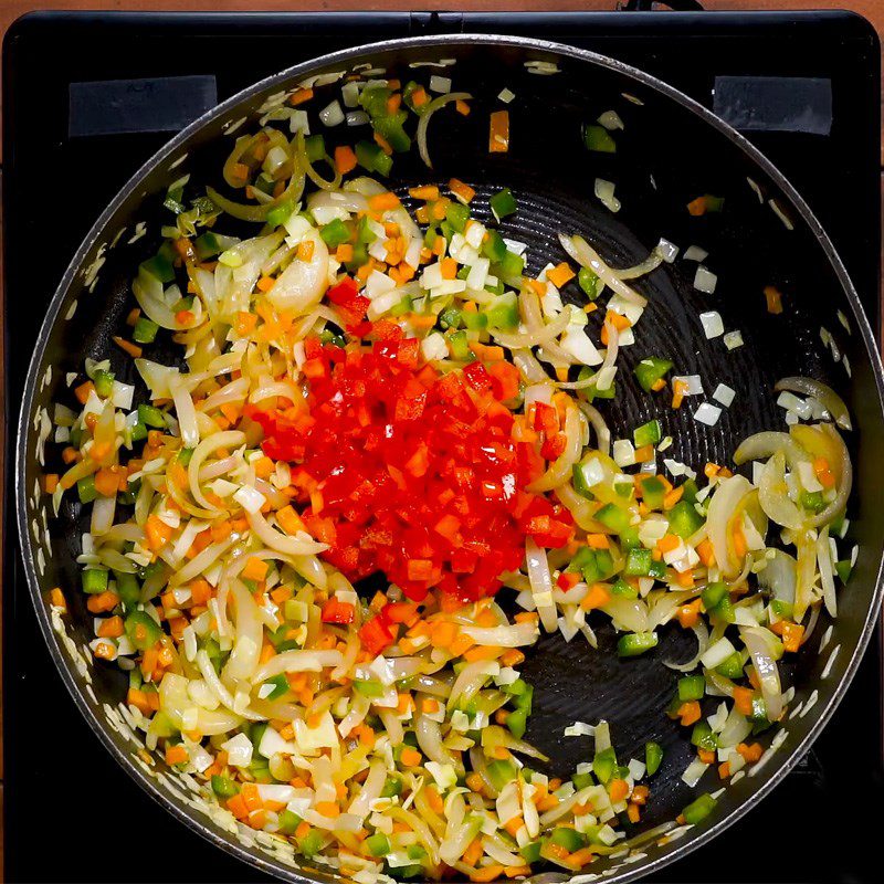 Step 2 Stir-fry vegetables Vegetable cheese spring rolls