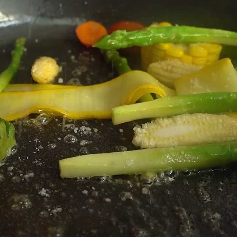 Step 6 Sautéed Vegetables with Garlic Butter Pan-Seared Salmon with Cream Sauce