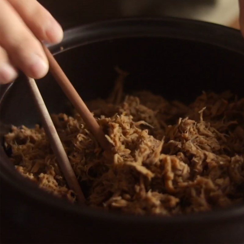 Step 4 Stir-fry and season Vegan mushroom floss