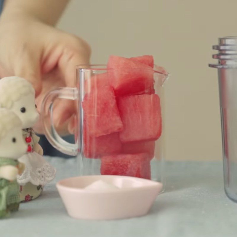 Step 1 Blend the watermelon for Watermelon Cheesecake