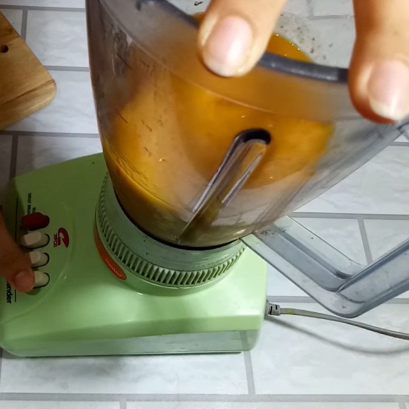 Step 2 Blending mango Chewy Mango Cake