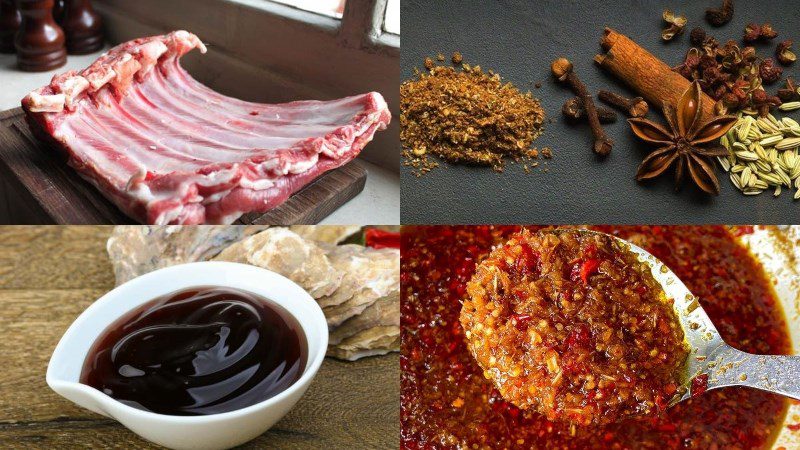 Ingredients for grilled goat with satay and five spices