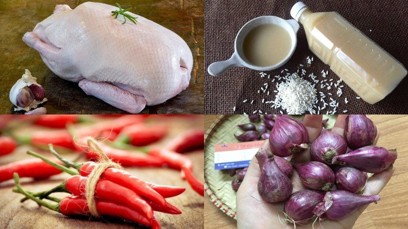 Ingredients for duck stew with bỗng vinegar