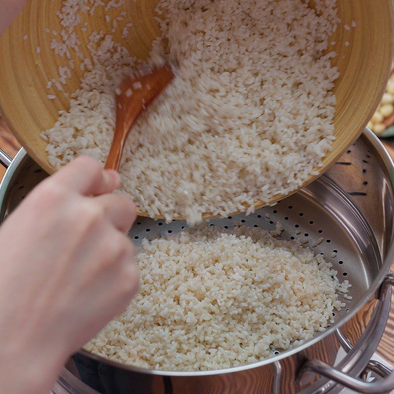 Step 3 Steam the sticky rice Vegetarian bowl sticky rice