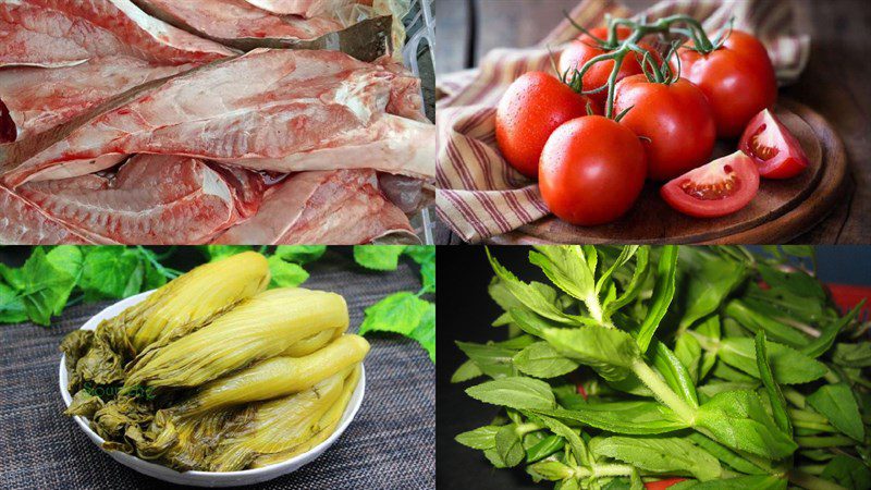 Ingredients for sour stingray soup