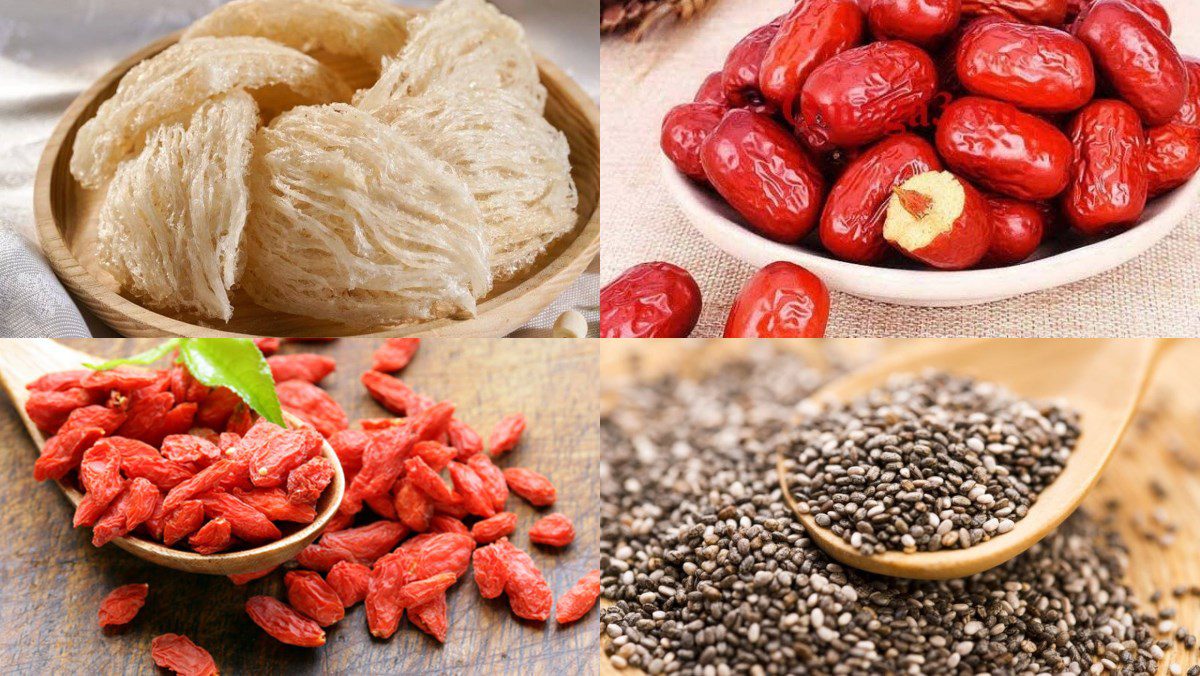 Ingredients for red apple chia seed soup