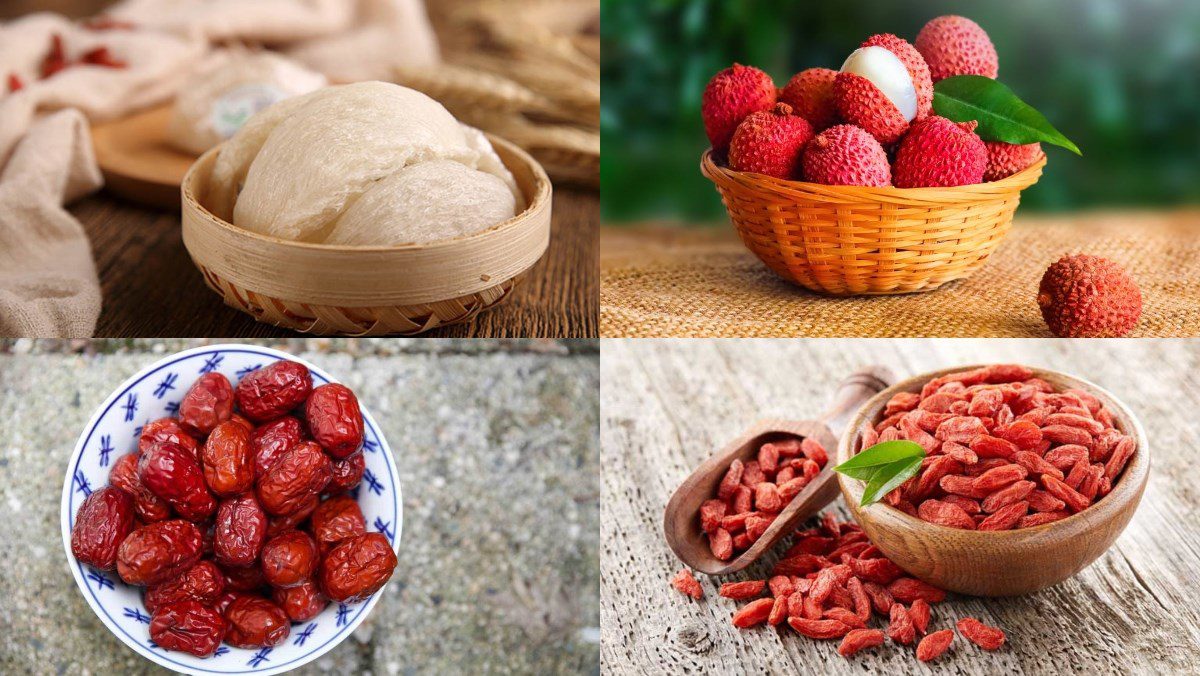 Ingredients for stewed bird's nest with lychee