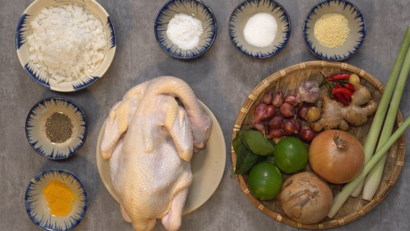 Ingredients for salted chicken dish