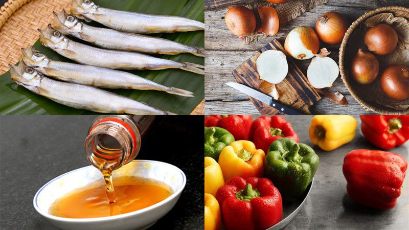 Ingredients for the dish fried fish roe, salted egg, fish sauce, betel leaves