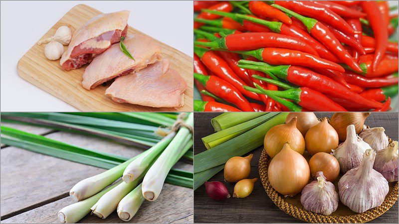 Ingredients for grilled lemongrass chili chicken thighs