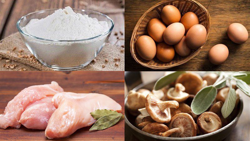 Ingredients for chicken mushroom cheese steamed buns