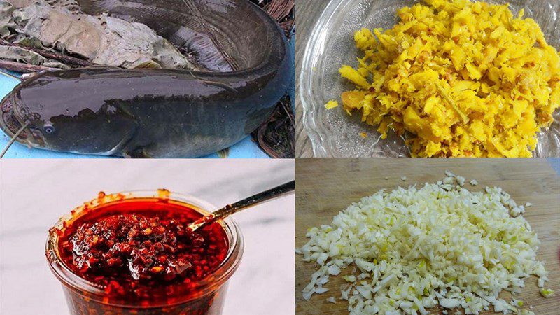 Ingredients for grilled catfish with galangal and chili salt