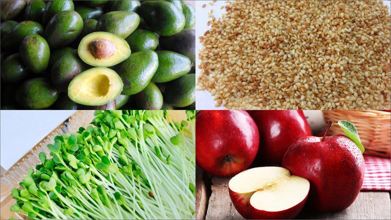 Ingredients for avocado salad with roasted sesame sauce