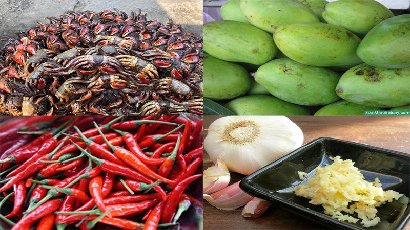 Ingredients for mango salad with crab