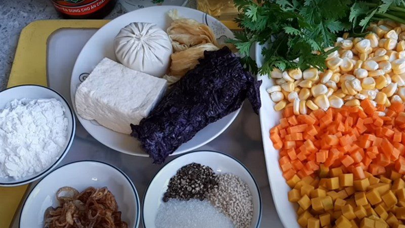 Ingredients for vegetarian meatball soup