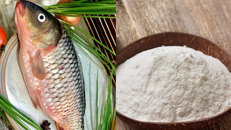 Ingredients for battered fried carp dish