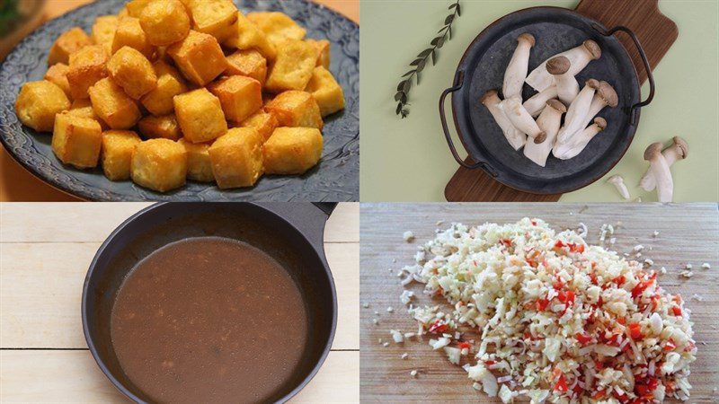 Ingredients for the dish of chicken thigh mushrooms stew