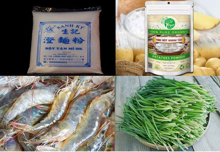 Ingredients for chive shrimp cakes