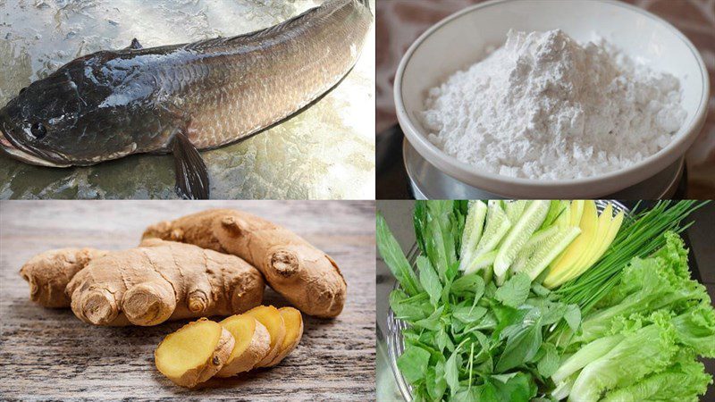 Ingredients for deep-fried snakehead fish and crispy fried snakehead fish with lemongrass and chili