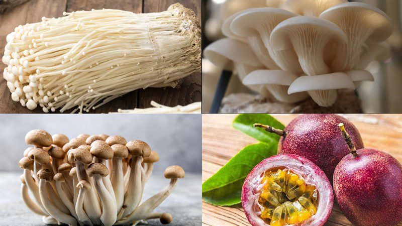 Ingredients for crispy fried mushrooms with passion fruit sauce