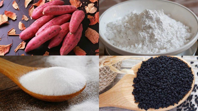 Ingredients for fried sweet potato cake