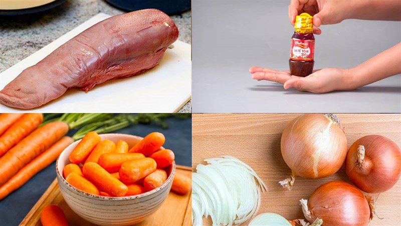 Ingredients for the dish of braised beef tongue with carrots
