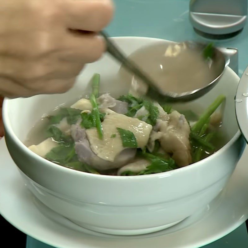 Step 4 Final product Taro soup with water celery