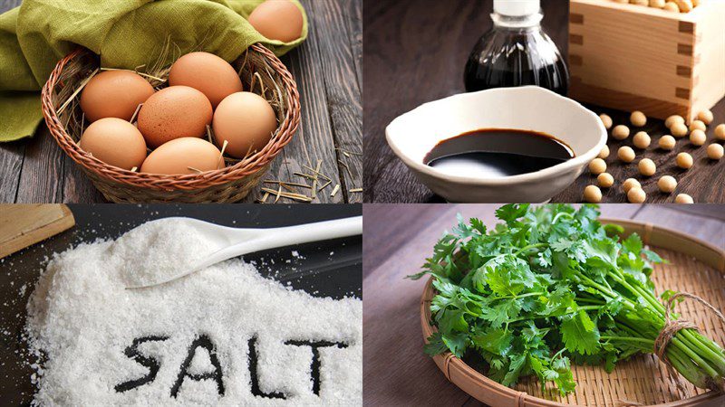 Ingredients for the dish 2 methods of making boiled eggs with marbled patterns, leaves