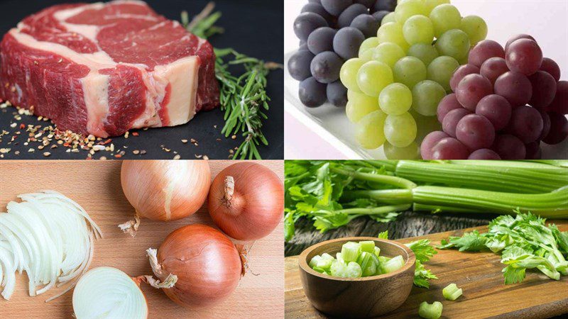 Ingredients for fresh grape beef stew