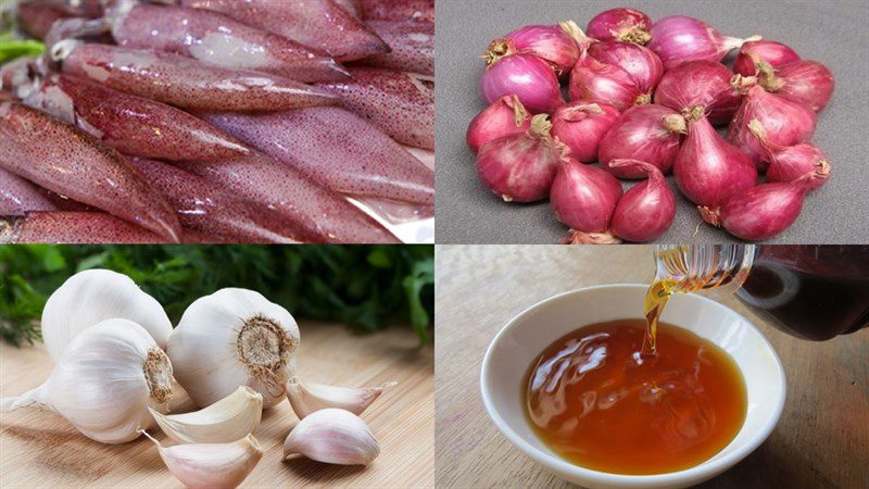 Ingredients for fried squid eggs - squid milk with fish sauce