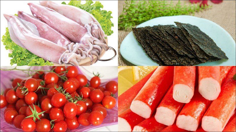 Ingredients for squid salad