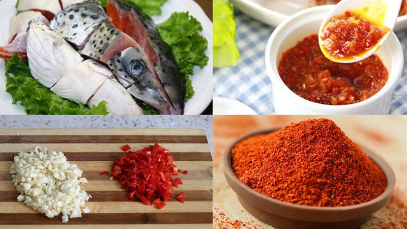 Ingredients for 2 grilled salmon head recipes