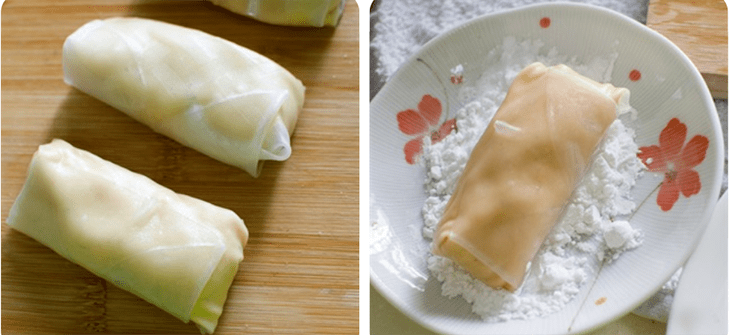 Step 3 Fry the spring roll for Fried Durian Spring Rolls