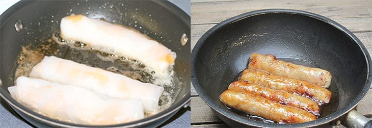 Step 3 Fry the spring rolls Mango coconut milk rice spring rolls