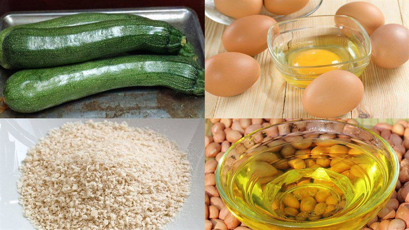 Ingredients for fried zucchini and cheese fried zucchini