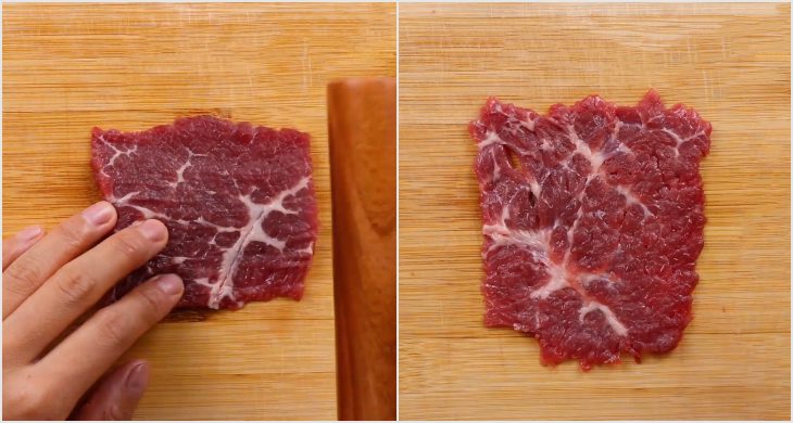 Step 1 Prepare the beef Fried Cheese Beef Rolls