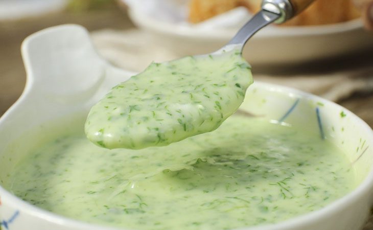 Step 3 Making Cilantro and Dill Sauce Fried Salmon with Cilantro and Dill Sauce