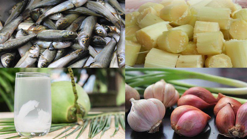 Ingredients for the dish 2 ways to make lin fish stewed with sugar cane and tamarind