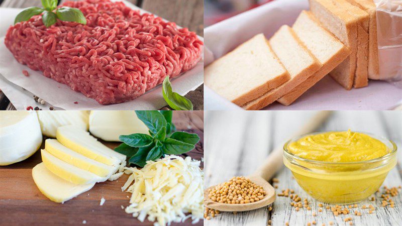 Ingredients for the dish 2 ways to make beef sandwiches