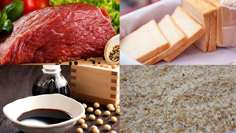 Ingredients for the dish 2 ways to make beef sandwich