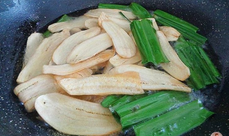 Step 2 Fry the bananas Green Banana with Sugar