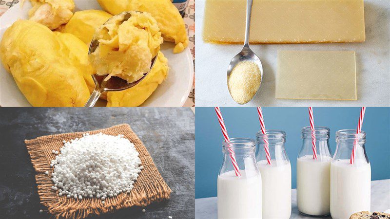 Ingredients for Durian Jelly Yogurt and Durian Pudding