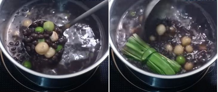Step 4 Cooking the dessert Black bean dessert with tapioca style Thai