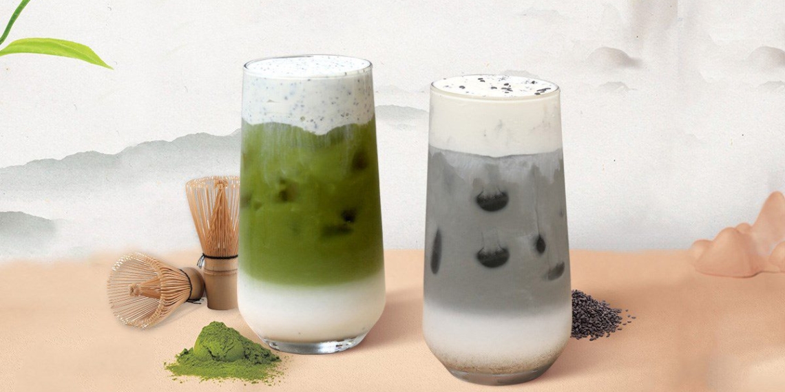 2 ways to make black latte with milk and matcha black with milk 04540