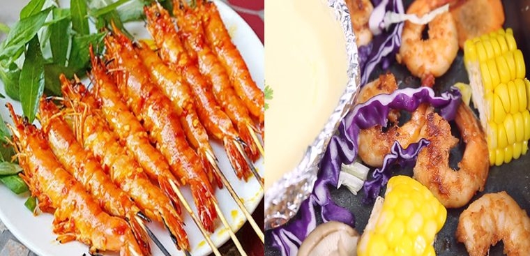 2 ways to make grilled shrimp with lemon grass and grilled with cheese sauce delicious 02381